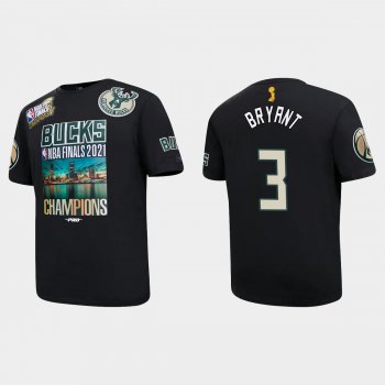 Milwaukee Bucks Black 2021 NBA Finals Champions Elijah Bryant #3 Pro Team T-shirt