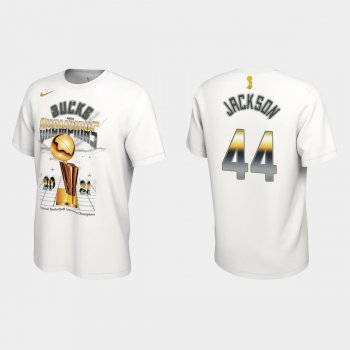 Milwaukee Bucks Nike White 2021 NBA Finals Champions Justin Jackson #44 Celebration Expressive T-shirt