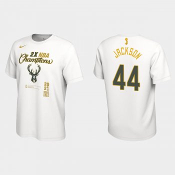 Milwaukee Bucks Nike White 2021 NBA Finals Champions Justin Jackson #44 Locker Room T-shirt