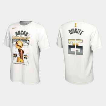 Milwaukee Bucks Nike White 2021 NBA Finals Champions Mamadi Diakite #25 Celebration Expressive T-shirt