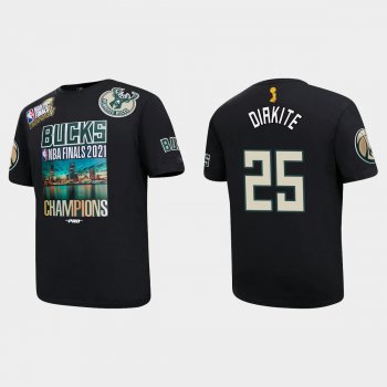 Milwaukee Bucks Black 2021 NBA Finals Champions Mamadi Diakite #25 Pro Team T-shirt