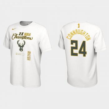 Milwaukee Bucks Nike White 2021 NBA Finals Champions Pat Connaughton #24 Locker Room T-shirt