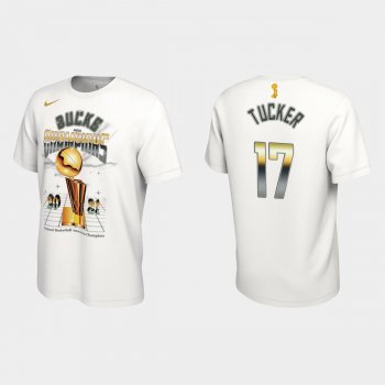 Milwaukee Bucks Nike White 2021 NBA Finals Champions P.J. Tucker #17 Celebration Expressive T-shirt