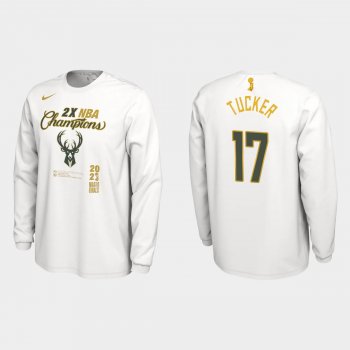 Milwaukee Bucks White 2021 NBA Finals Champions P.J. Tucker #17 Locker Room Long Sleeve T-shirt