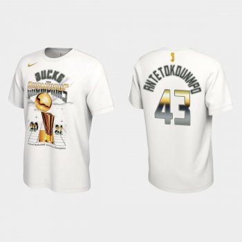 Milwaukee Bucks Nike White 2021 NBA Finals Champions Thanasis Antetokounmpo #43 Celebration Expressive T-shirt