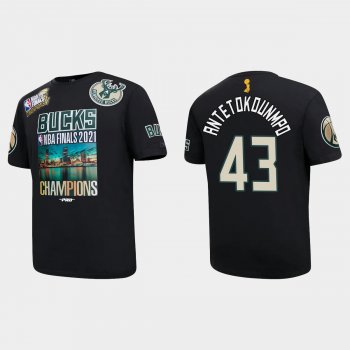 Milwaukee Bucks Black 2021 NBA Finals Champions Thanasis Antetokounmpo #43 Pro Team T-shirt