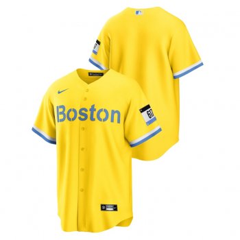 Men's Boston Red Sox Gold 2021 City Connect Nike Replica Jersey