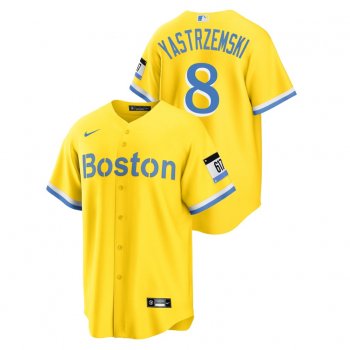 Men's Boston Red Sox #8 Carl Yastrzemski Replica 2021 City Connect Gold Nike Jersey