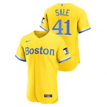 Men's Boston Red Sox Chris Sale Gold 2021 City Connect Authentic Jersey