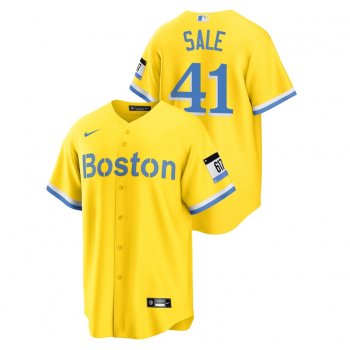 Men's Boston Red Sox Chris Sale Gold 2021 City Connect Replica Jersey