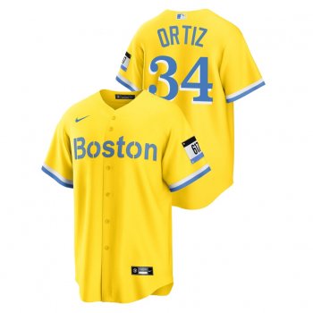 Men's Boston Red Sox #34 David Ortiz Replica 2021 City Connect Gold Nike Jersey