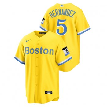 Men's Boston Red Sox #5 Enrique Hernandez Replica 2021 City Connect Gold Nike Jersey