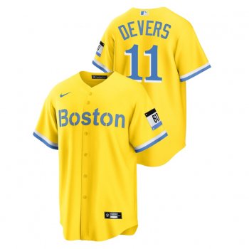 Men's Boston Red Sox #11 Rafael Devers Replica 2021 City Connect Gold Nike Jersey