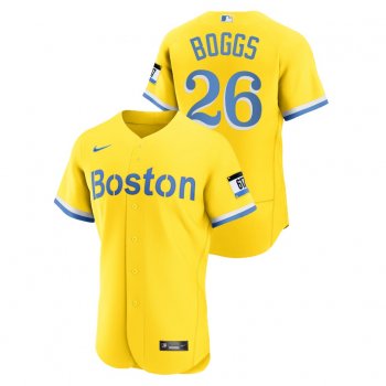 Men's Boston Red Sox Wade Boggs Gold 2021 City Connect Authentic Jersey