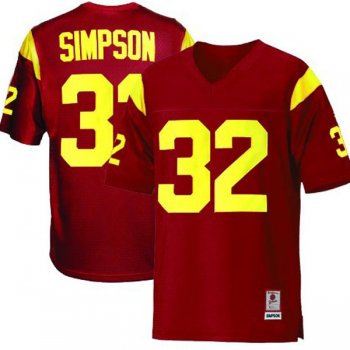 Male USC Trojans #32 O.J. Simpson Red Football Jersey