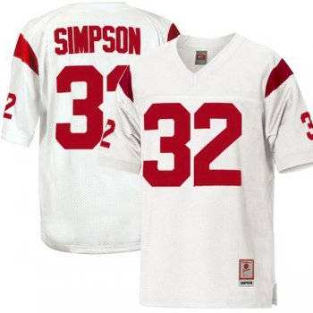 Male USC Trojans #32 O.J. Simpson White Football Jersey