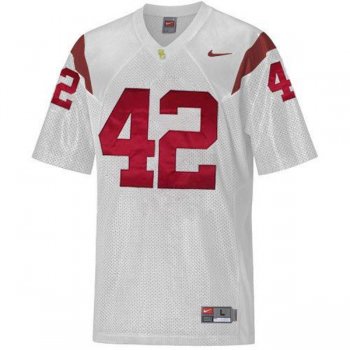 Male USC Trojans #42 Ronnie Lott White Football Jersey