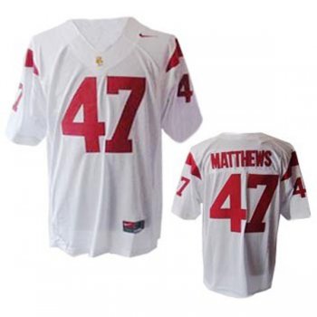 Male USC Trojans #47 Clay Matthews White Football Jersey