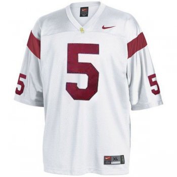 Male USC Trojans #5 Reggie Bush White Football Jersey