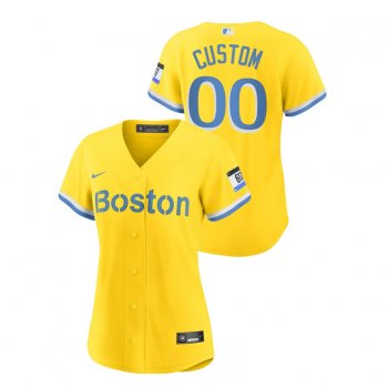 Women's Boston Red Sox #00 Custom 2021 City Connect Gold Replica Nike Jersey