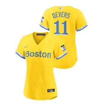 Women's Boston Red Sox #11 Rafael Devers 2021 City Connect Gold Replica Nike Jersey