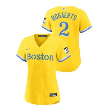 Women's Boston Red Sox #2 Xander Bogaerts 2021 City Connect Gold Replica Nike Jersey