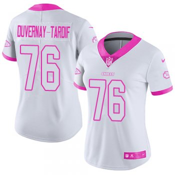 Women's Nike Kansas City Chiefs 76 Laurent Duvernay-Tardif Limited White/Pink Rush Fashion NFL Jersey