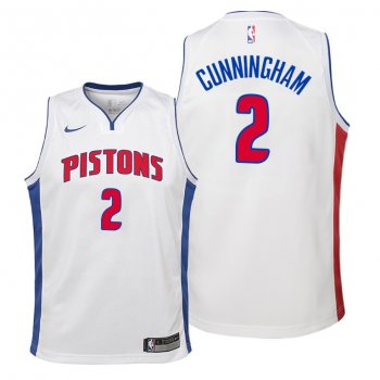 Youth Cade Cunningham 2021 NBA Draft First Detroit Pistons #2 Jersey White Association Edition