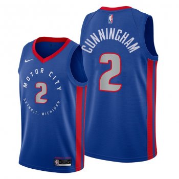 2021 NBA Draft No.1 Cade Cunningham Detroit Pistons Blue Jersey City Edition