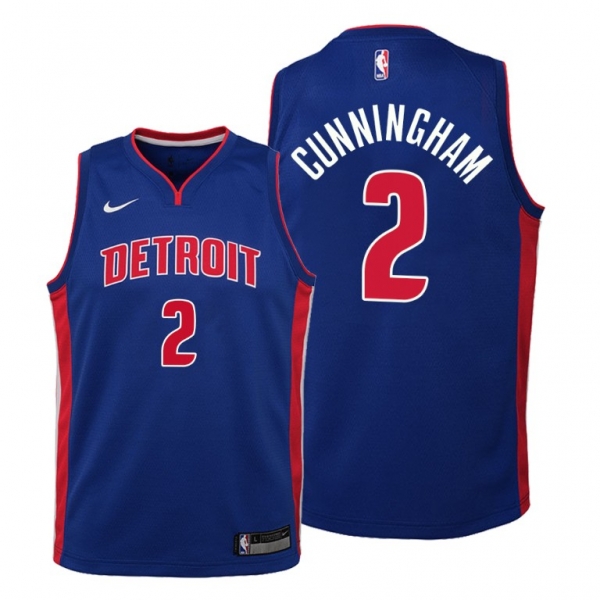 Youth Cade Cunningham 2021 NBA Draft No.1 Detroit Pistons #2 Jersey Blue Icon Edition