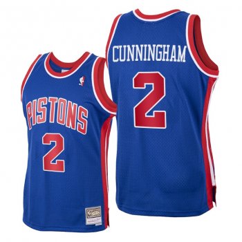 Cade Cunningham Detroit Pistons Blue Hardwood Classics Jersey 2021 NBA Draft No.1