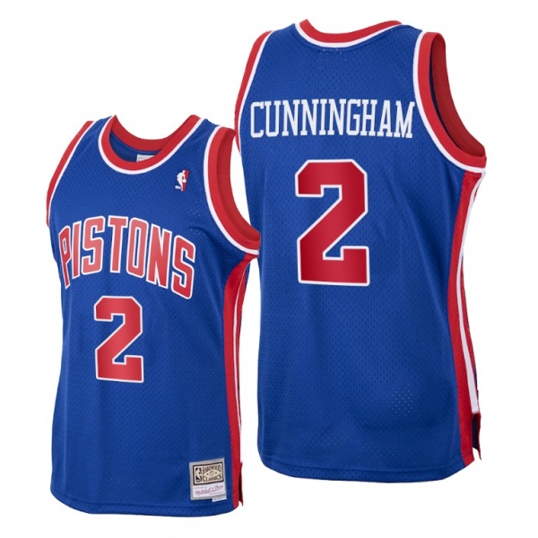 Cade Cunningham Detroit Pistons Blue Hardwood Classics Jersey 2021 NBA Draft No.1