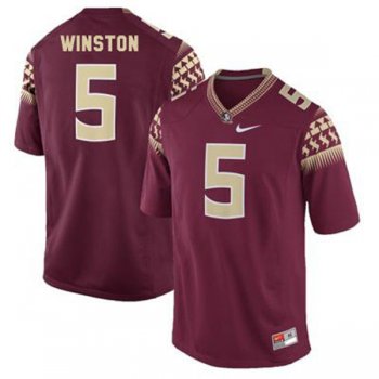 Male Florida State Seminoles #5 Jameis Winston Red Football Jersey