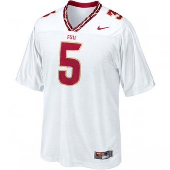 Male Florida State Seminoles #5 Jameis Winston White Football Jersey