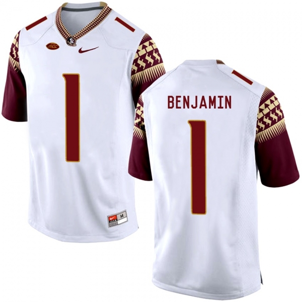 Florida State Seminoles BKelvin Benjamin #1 White College School Football Player Stitched Away Jersey