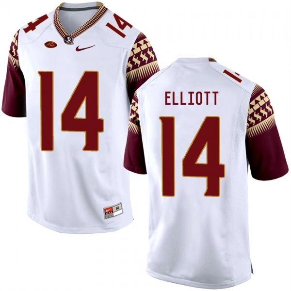 Florida State Seminoles Javien Elliott #14 White College School Football Player Stitched Away Jersey