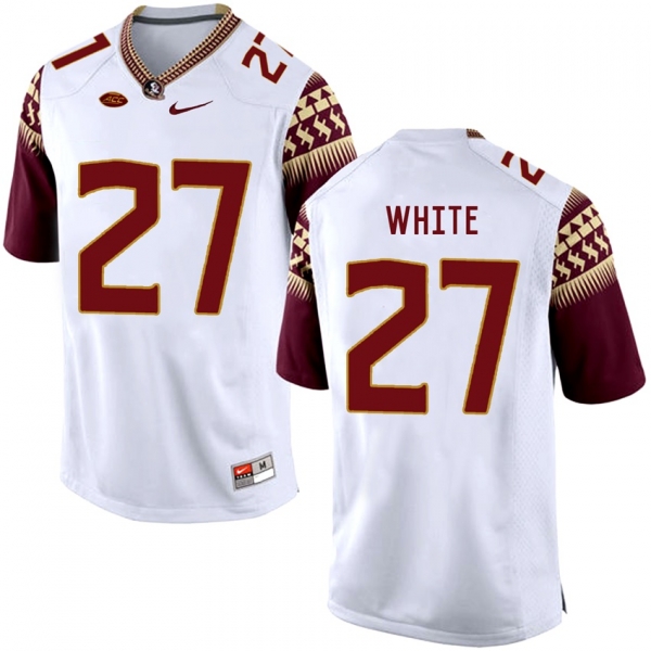 Florida State Seminoles Marquez White #27 White College School Football Player Stitched Away Jersey