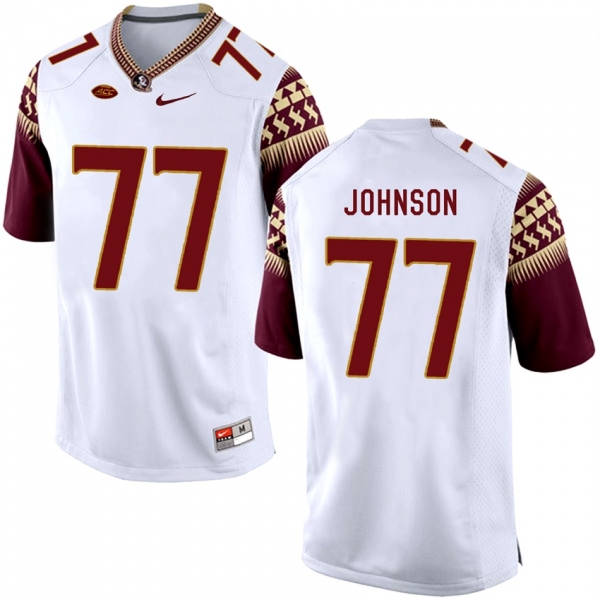 Florida State Seminoles Roderick Johnson #77 White College School Football Player Stitched Away Jersey