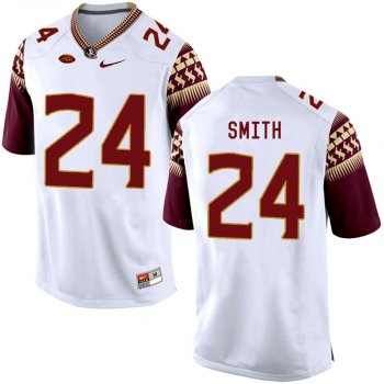 Florida State Seminoles Terrance Smith #24 White College School Football Player Stitched Away Jersey