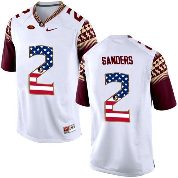 2017 US Flag Fashion Male Florida State Seminoles #2 Deion Sanders White College Football Limited Jersey