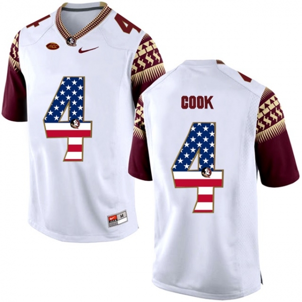 2017 US Flag Fashion Male Florida State Seminoles #4 Dalvin Cook White College Football Limited Jersey