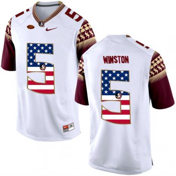 2017 US Flag Fashion Male Florida State Seminoles #5 Jameis Winston White College Football Limited Jersey