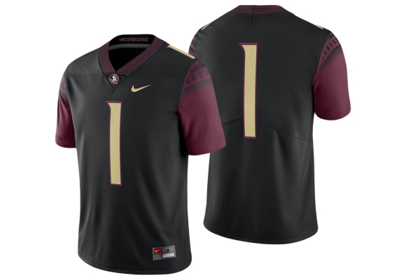 Male Florida State Seminoles #1 Black College Football Game Performance Jersey