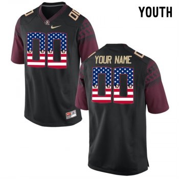 Youth Florida State Seminoles Black US Flag Fashion College Football Custom Limited Jersey