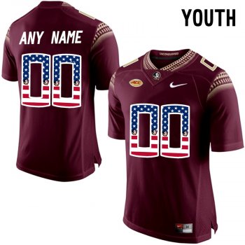 Youth Florida State Seminoles Red US Flag Fashion College Football Custom Limited Jersey