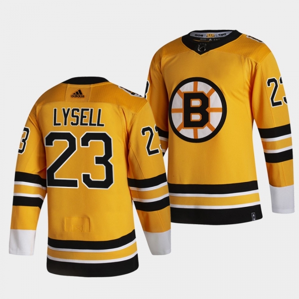 Fabian Lysell Boston Bruins 2021 NHL Draft Jersey 2021 Reverse Retro Gold