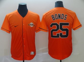 MLB Giants 25 Barry Bonds Orange Drift Fashion Men Jersey