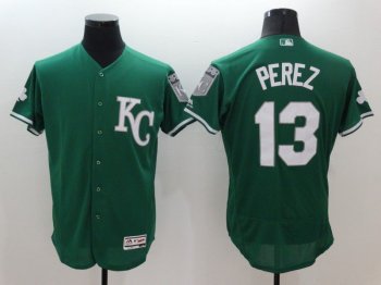 Men Kansas City Royals 13 Perez Green Elite 2021 MLB Jerseys