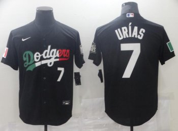 Men's Los Angeles Dodgers #7 Julio Urias Black white 2020 World Series Stitched Baseball Jersey