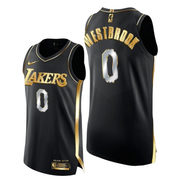 Russell Westbrook #0 Los Angeles Lakers Golden Edition Black Jersey